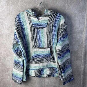 Ron Jon Surf Shop Mens Medium Baja Hoodie Blanket Pullover Blue